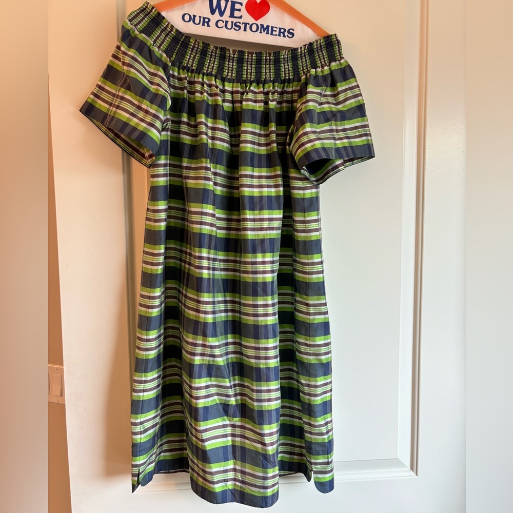 J.Crew Collection green plaid silk dress